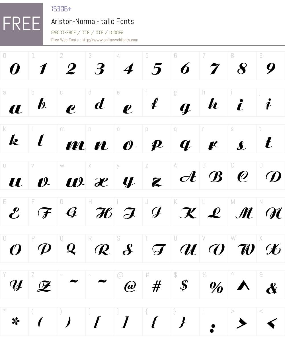 Ariston-Normal-Italic Font Screenshots