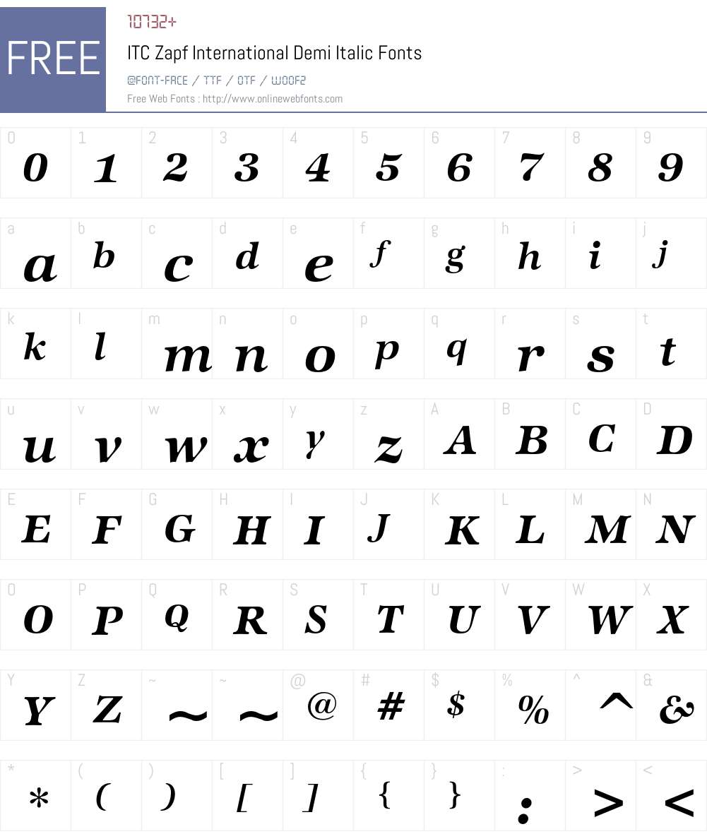 ITC Zapf International Font Screenshots
