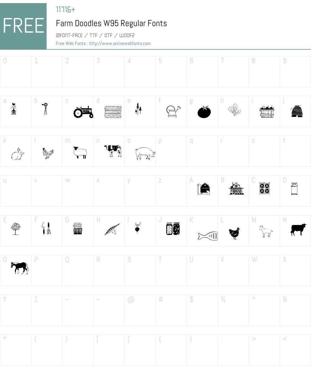 FarmDoodlesW95-Regular Font Screenshots