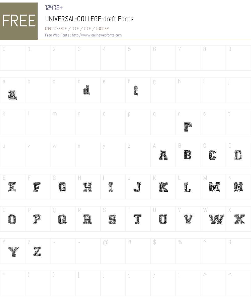 UNIVERSAL-COLLEGE-draft Font Screenshots
