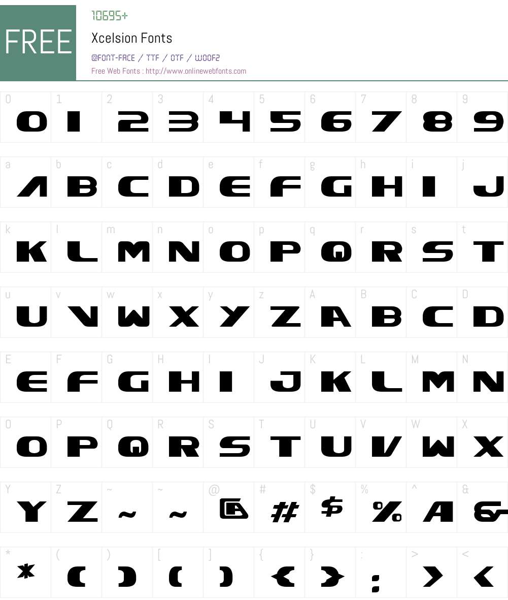 Xcelsion Font Screenshots
