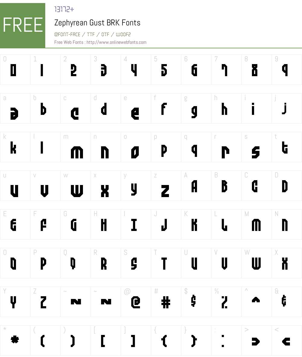 Zephyrean Gust BRK Font Screenshots