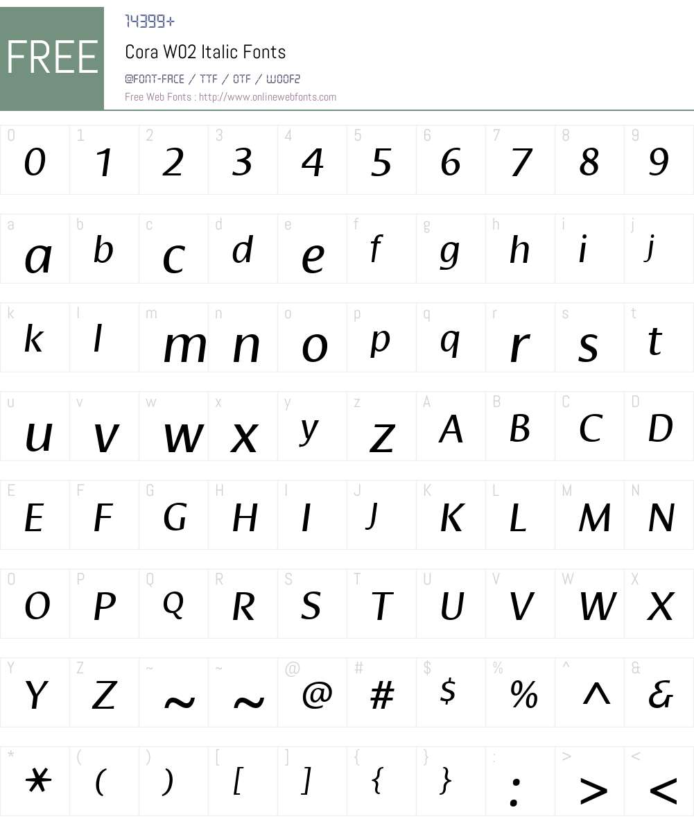 Cora Font Screenshots