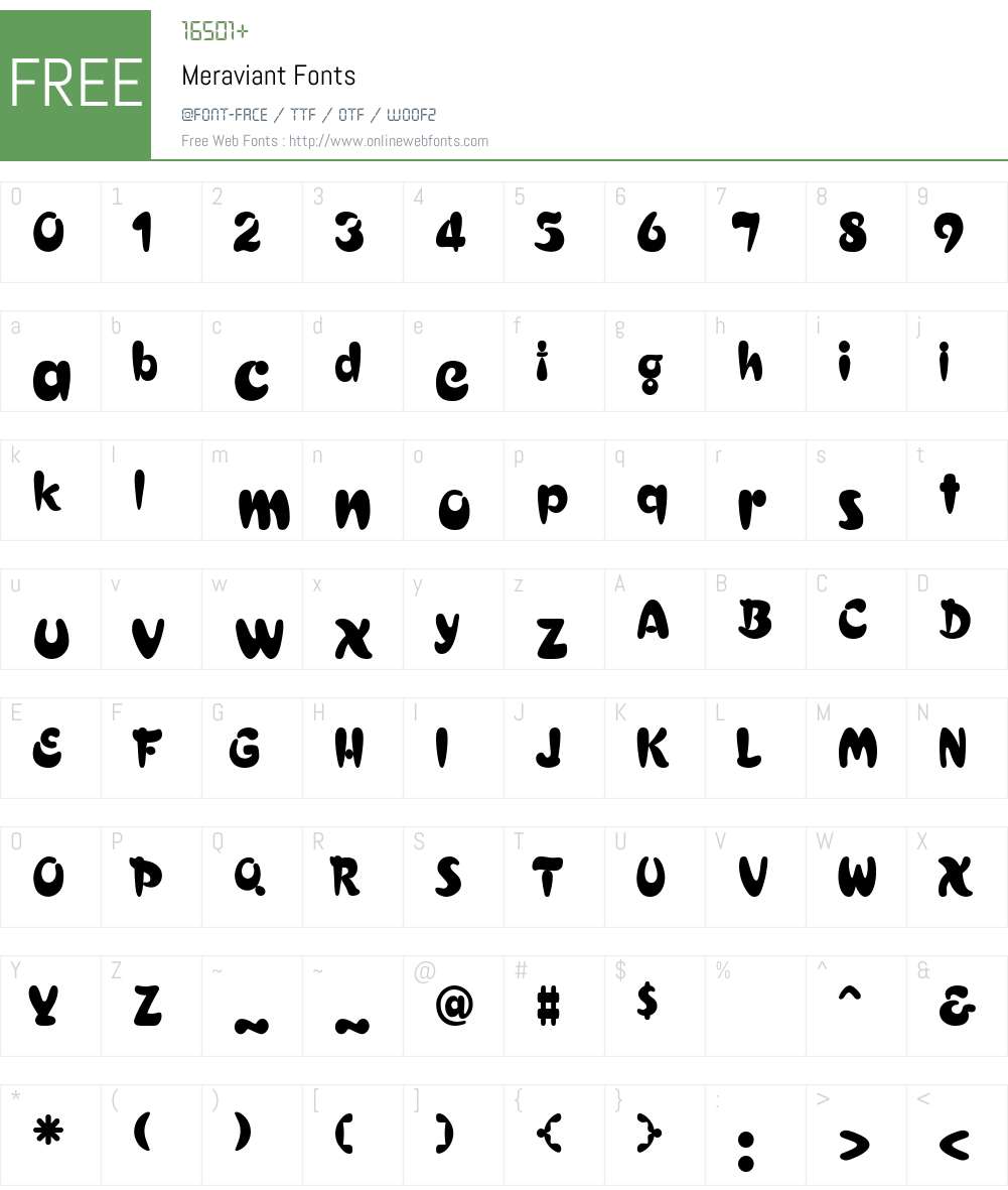 Meraviant Font Screenshots