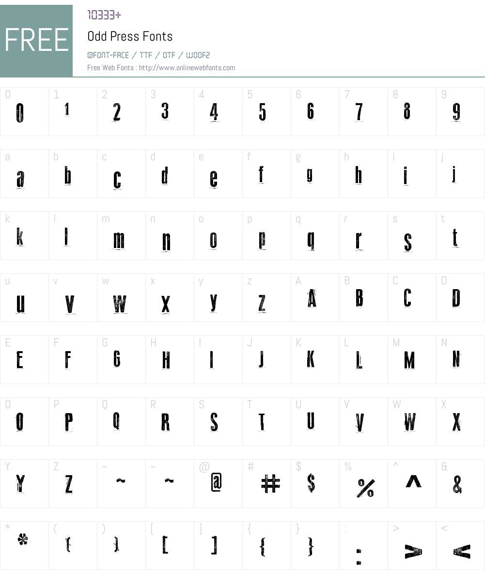 Odd Press Font Screenshots