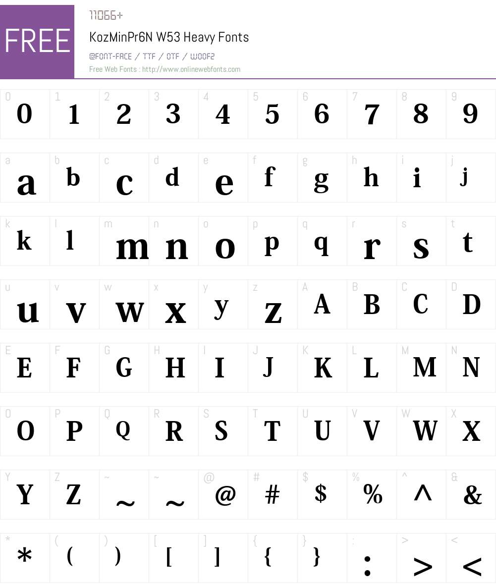 Pr6N H Font Screenshots