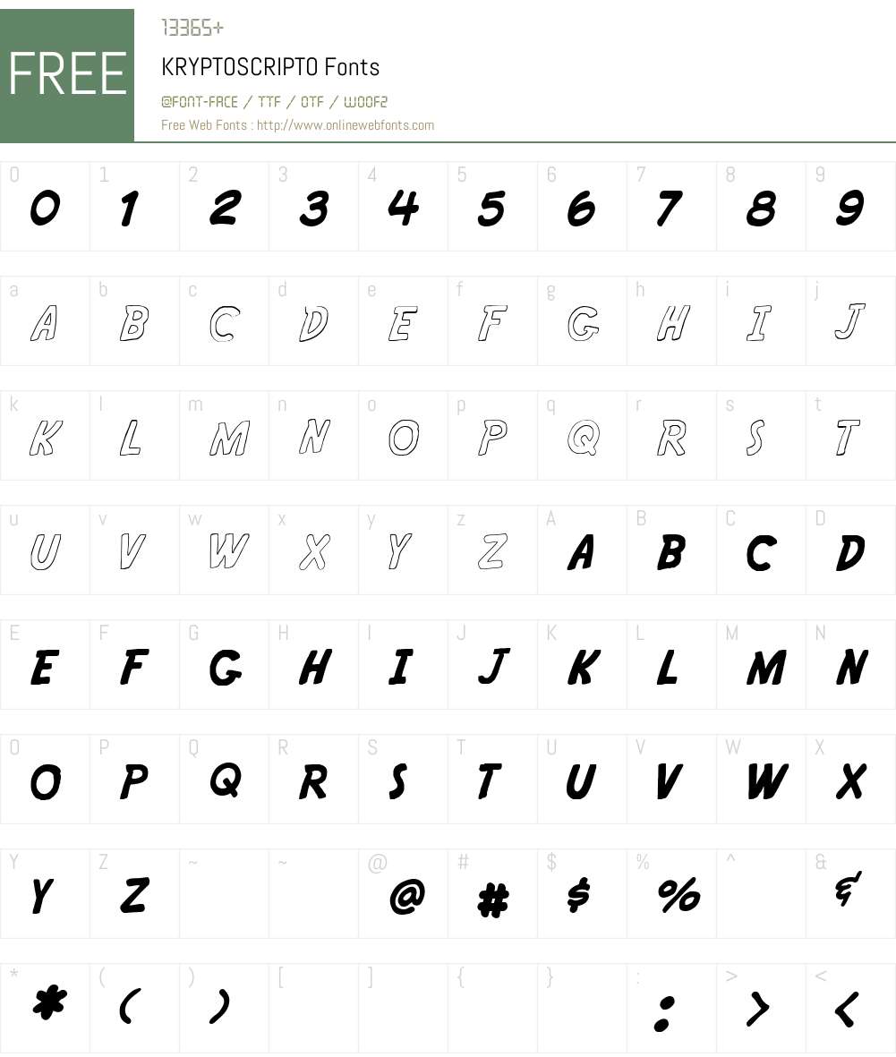 KRYPTOSCRIPTO Font Screenshots