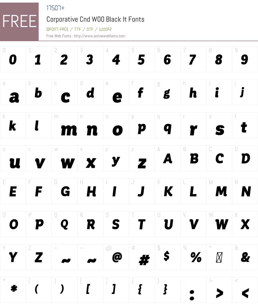 CorporativeCndW00-BlackIt Font Screenshots