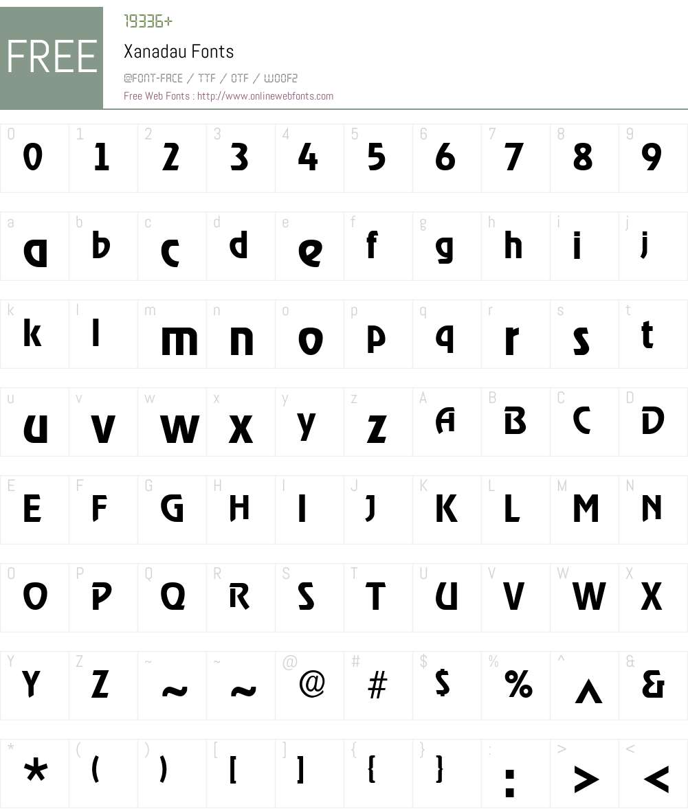 Xanadau Font Screenshots