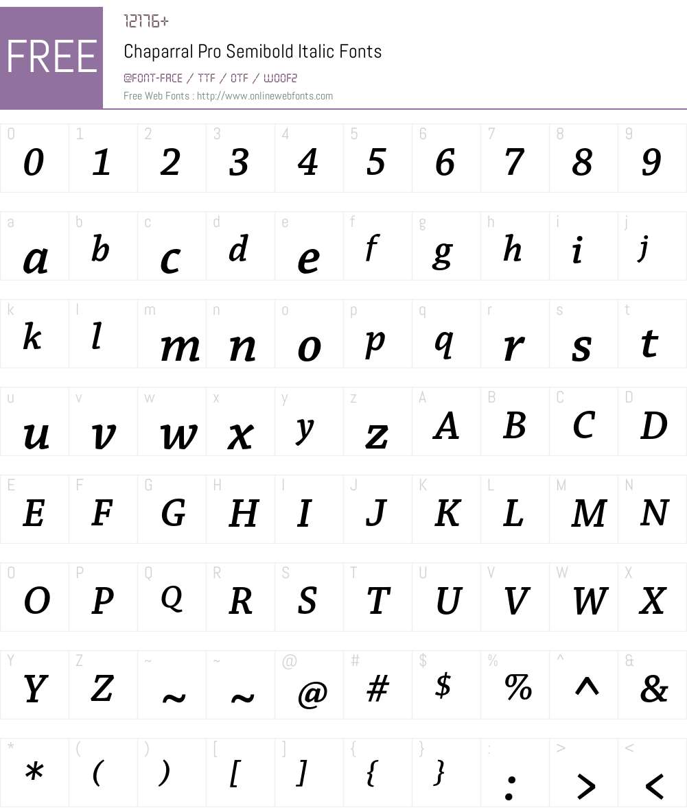 Chaparral Pro Font Screenshots