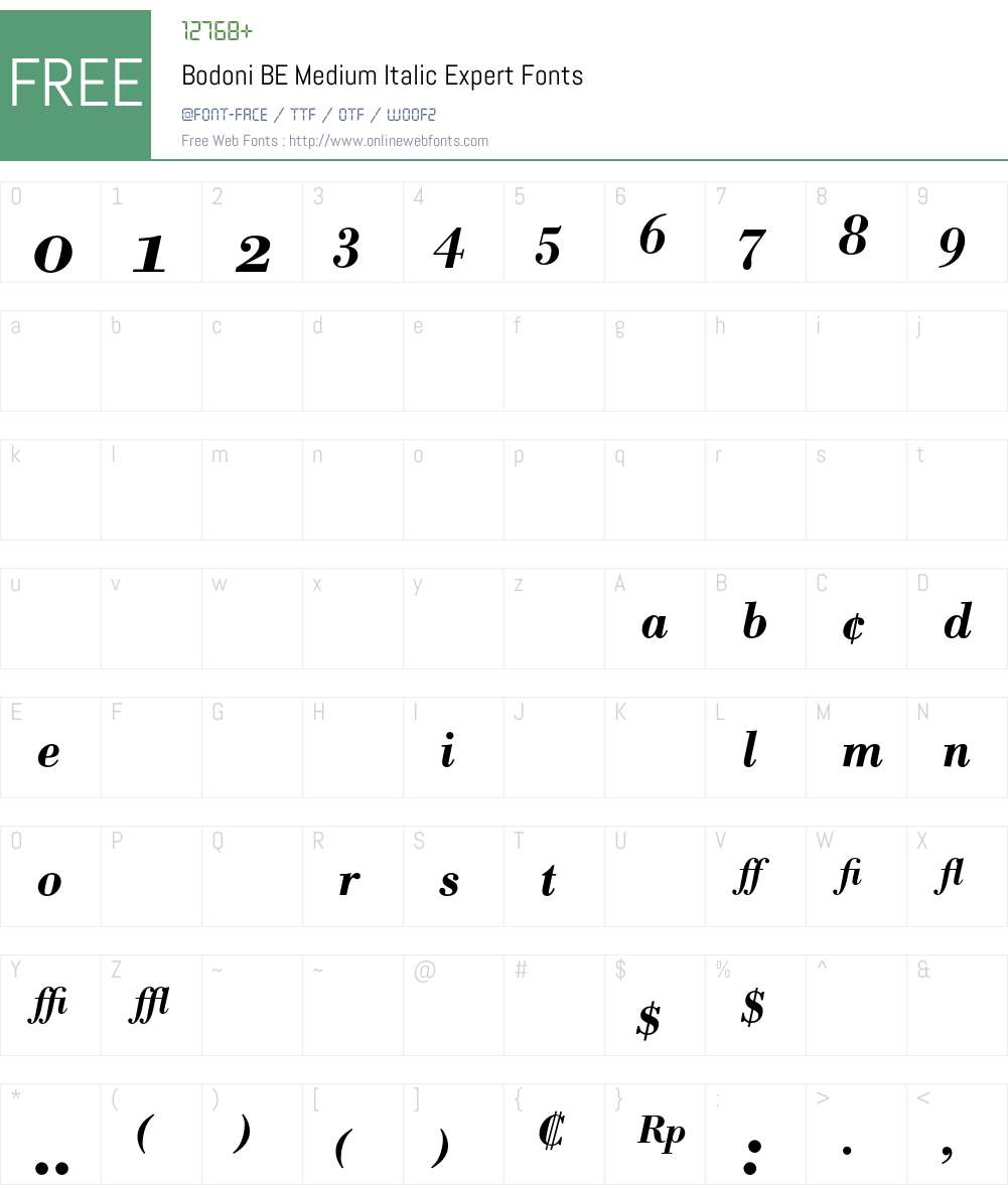 Bodoni BE Font Screenshots