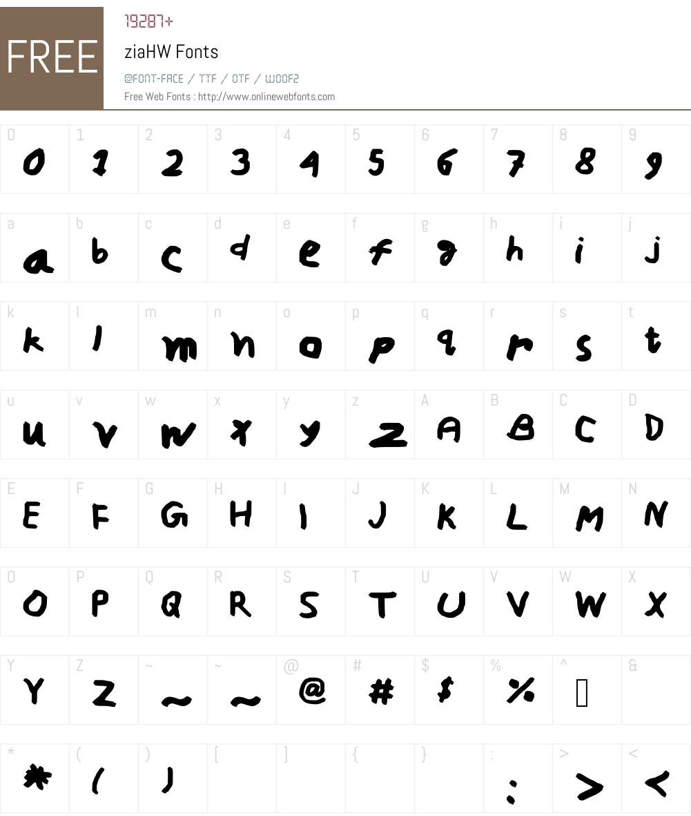 ziaHW Font Screenshots