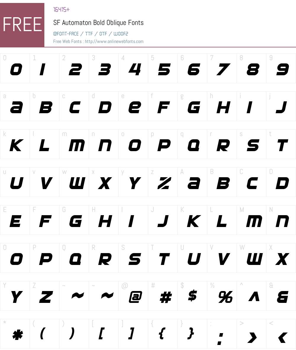 SF Automaton Font Screenshots