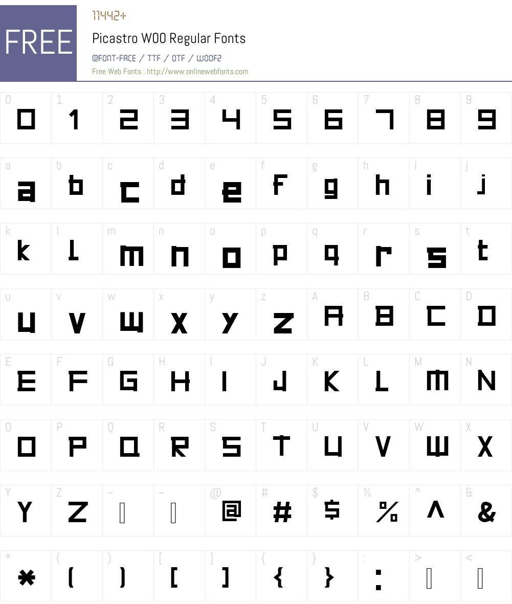 Picastro Font Screenshots