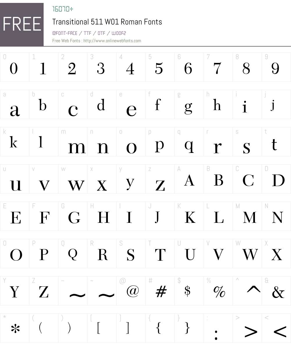 Transitional511W01-Roman Font Screenshots