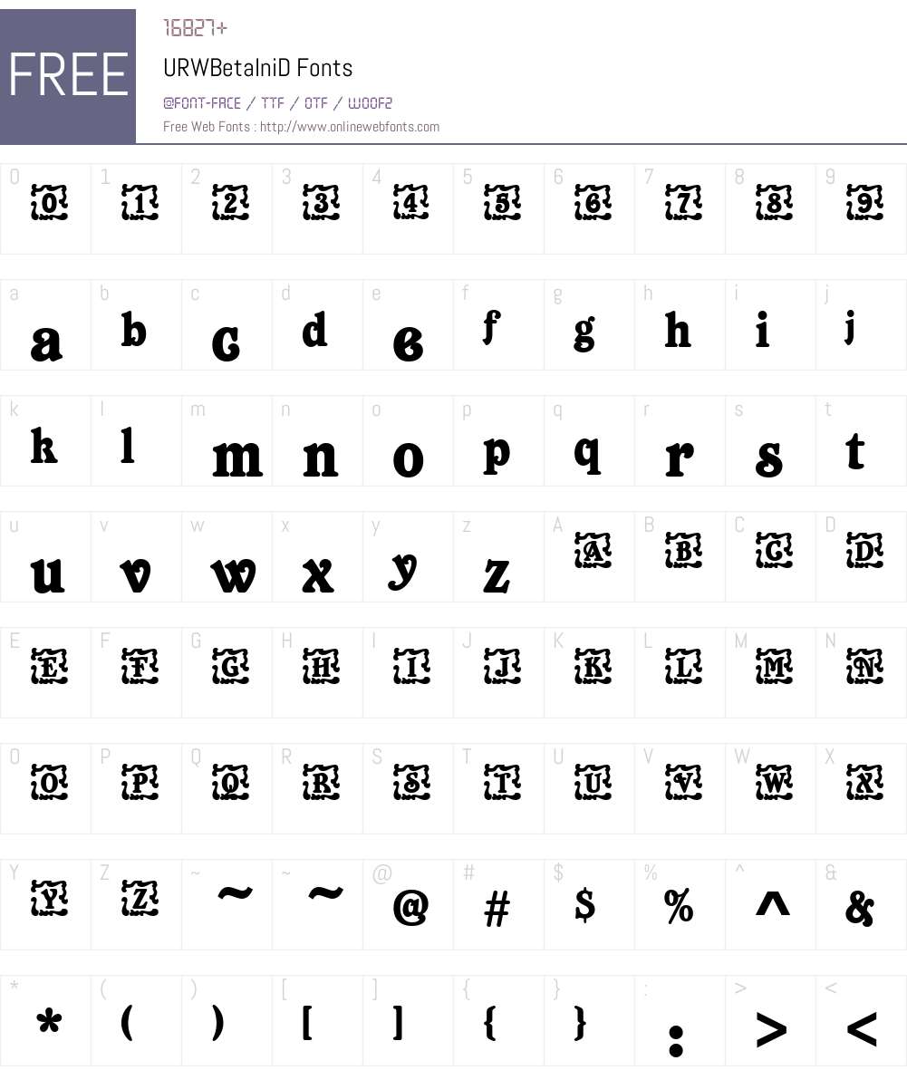 URWBetaIniD Font Screenshots