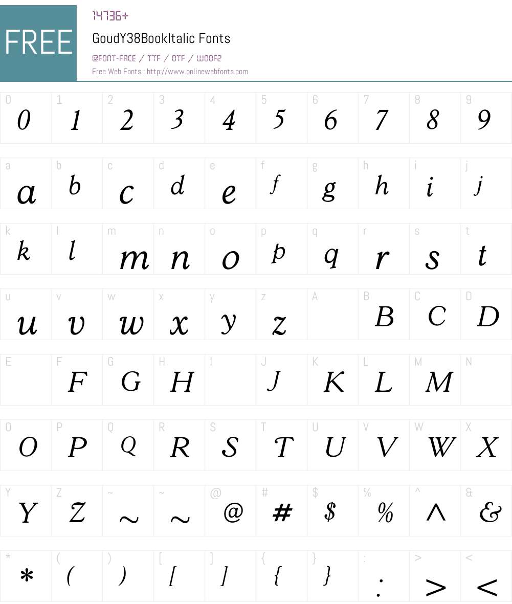 GoudY38BookItalic Font Screenshots