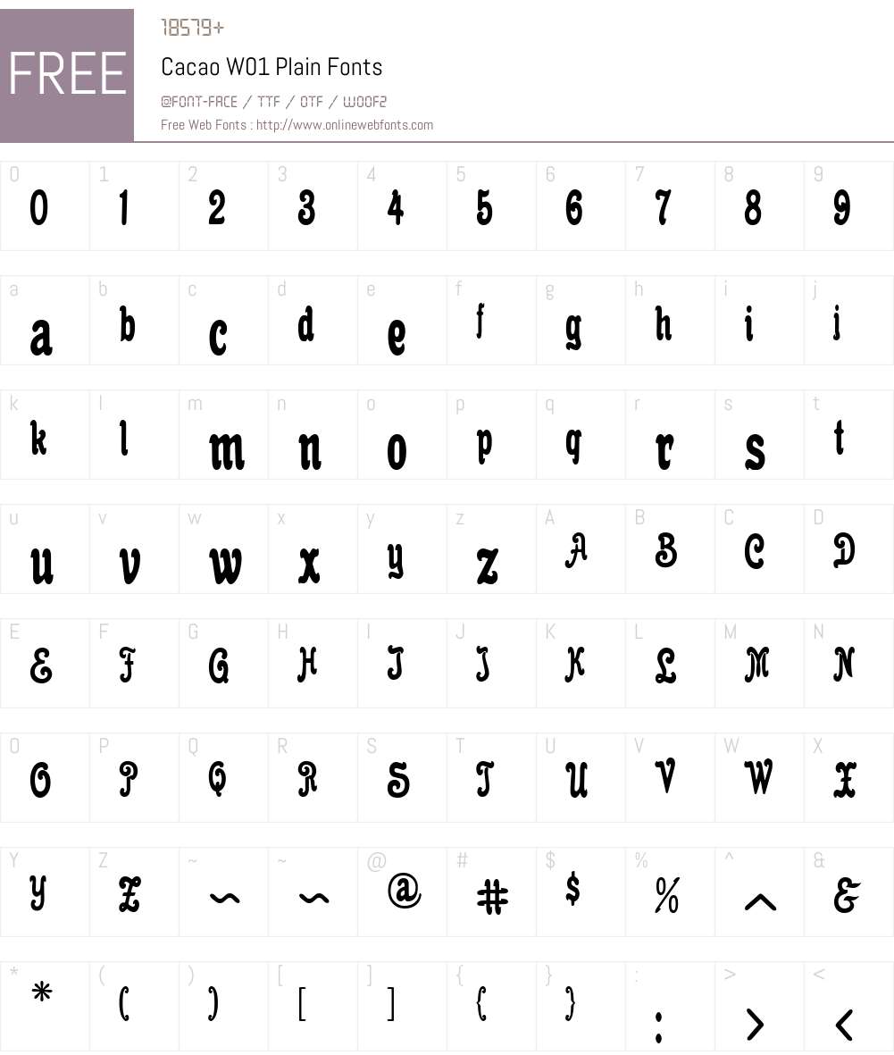 CacaoW01-Plain Font Screenshots