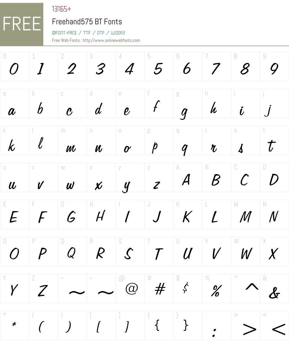 Freehand575 BT Font Screenshots