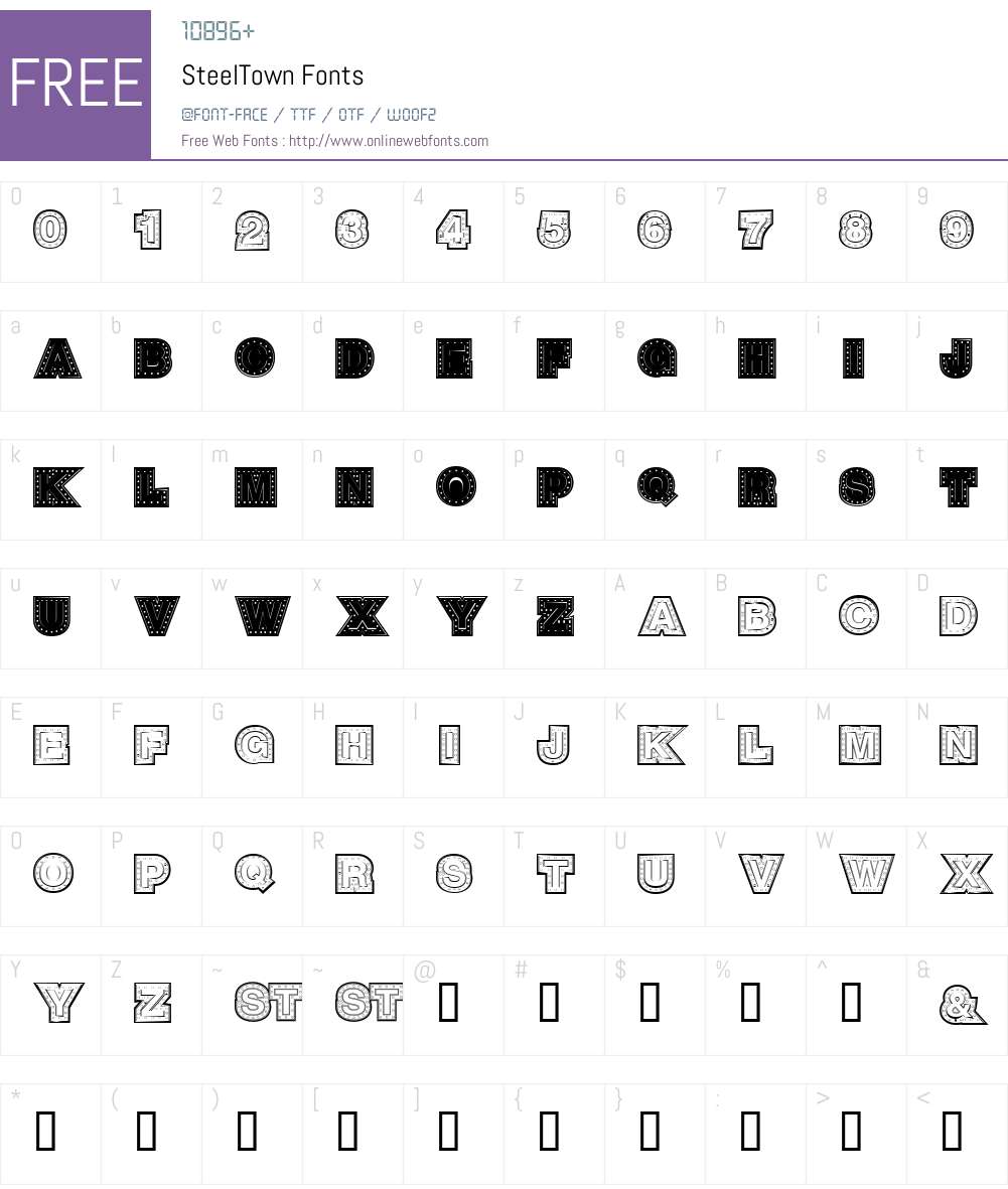 SteelTown Font Screenshots