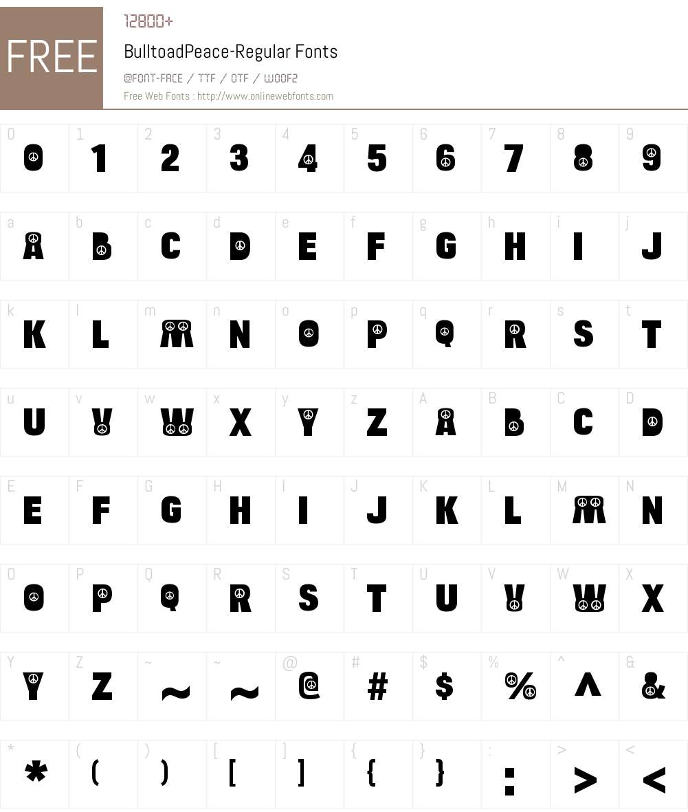 Bulltoad Peace Font Screenshots
