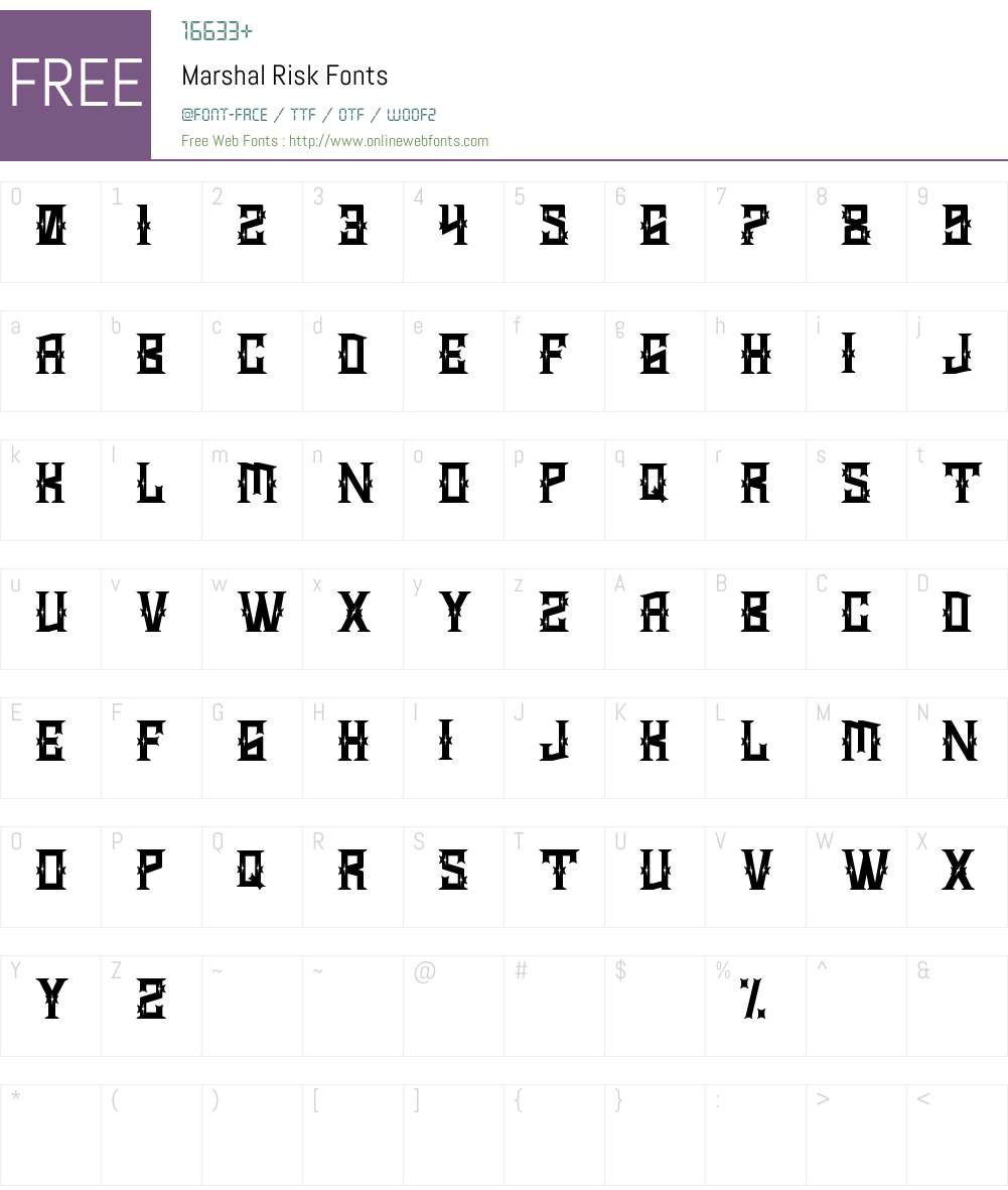 Marshal Risk Font Screenshots