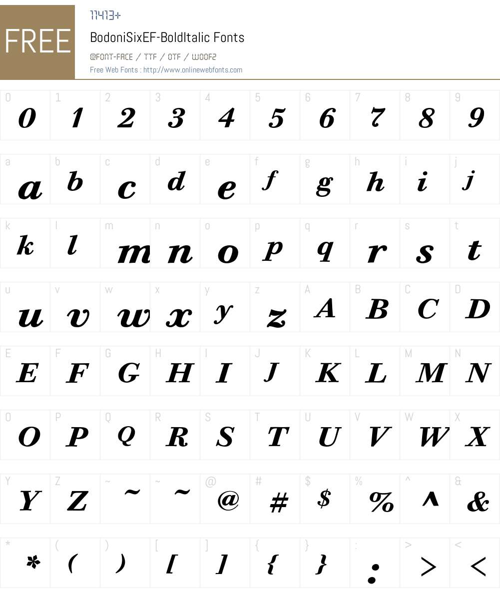 BodoniSixEF Font Screenshots