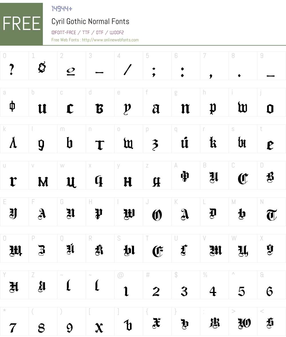 Cyril Gothic Font Screenshots