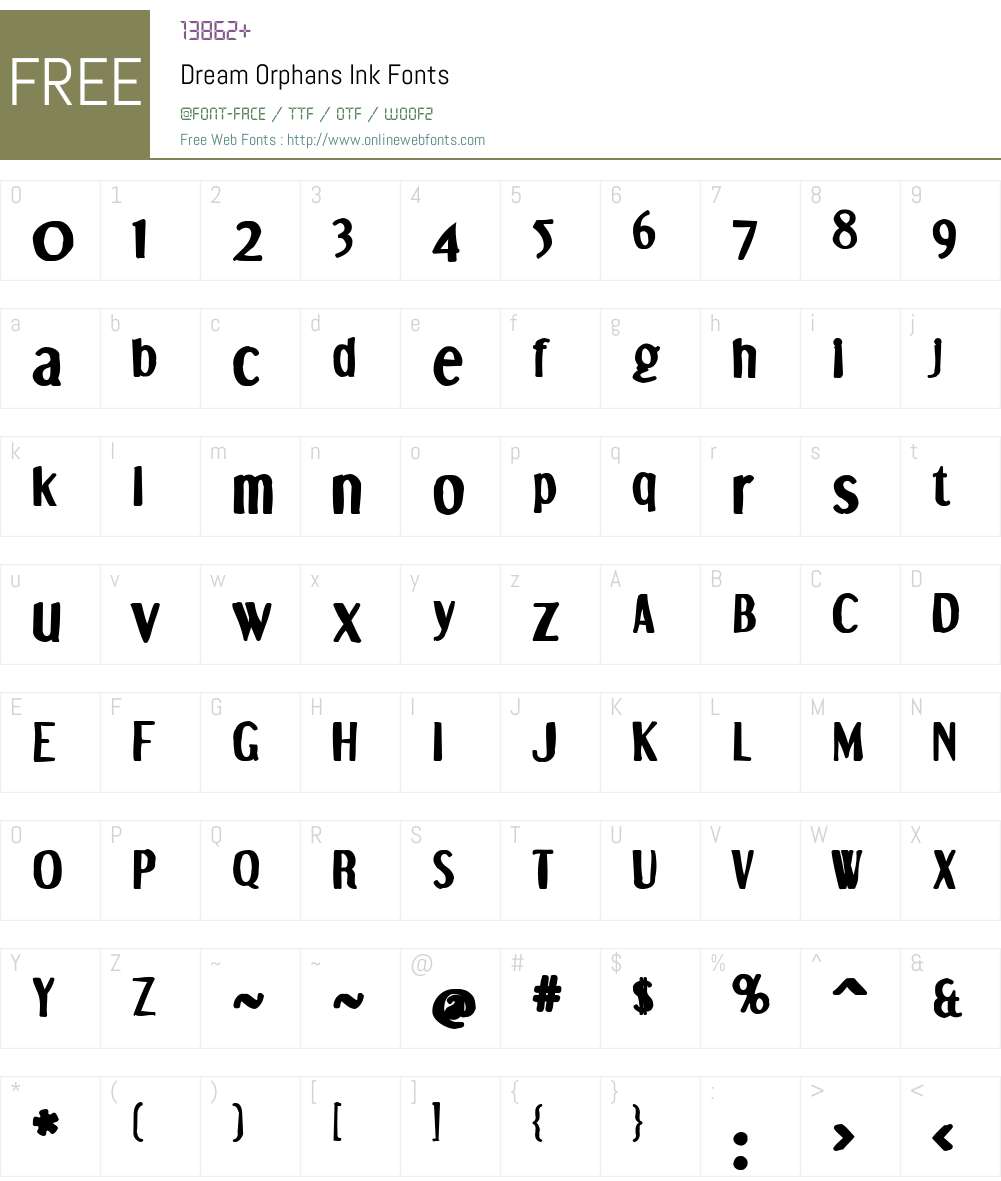 Dream Orphans Ink Font Screenshots