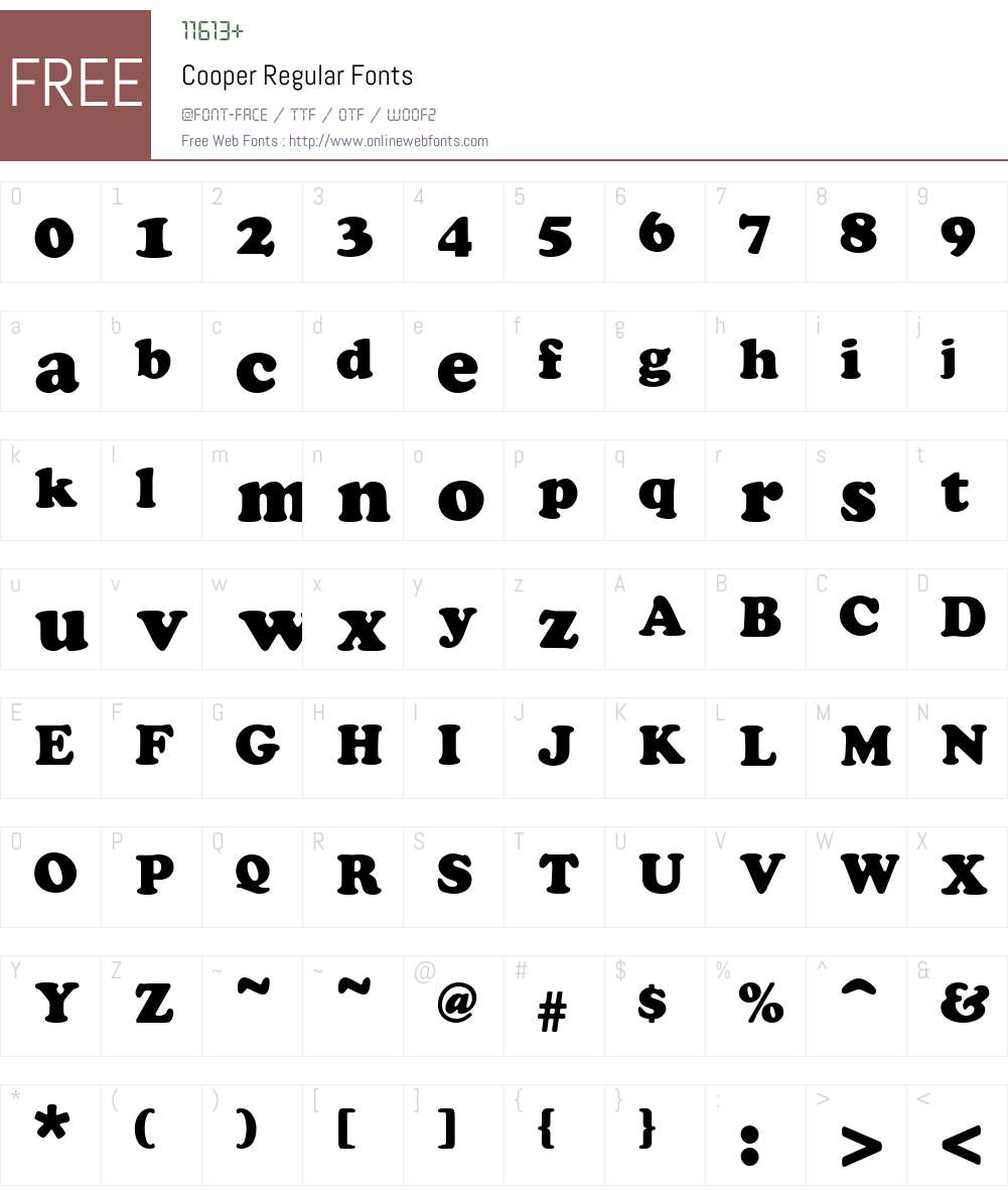 Cooper Font Screenshots