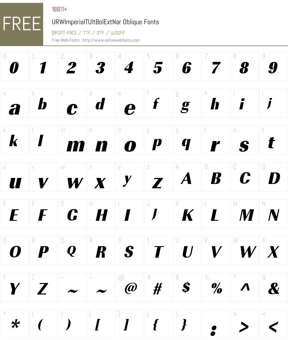 URWImperialTUltBolExtNar Font Screenshots
