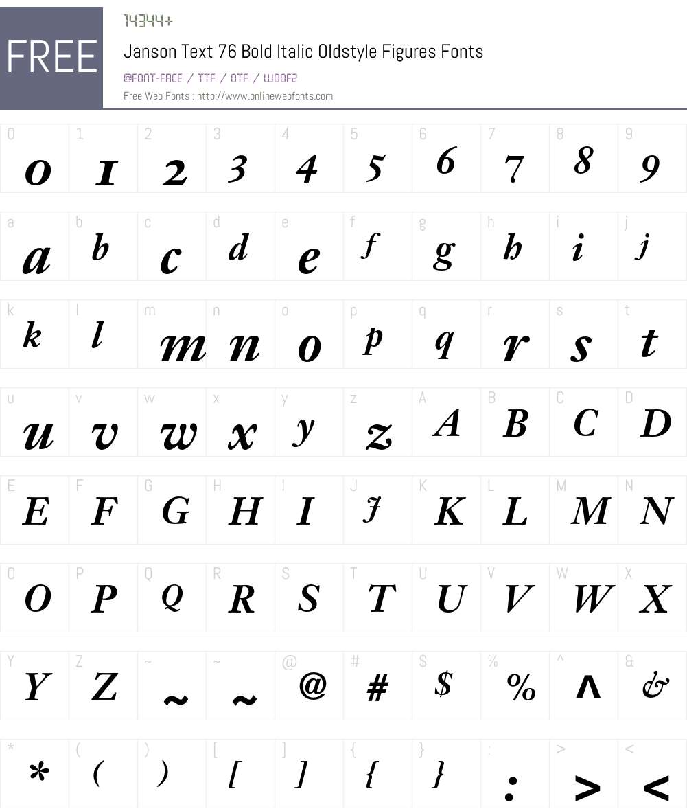 Janson Text Font Screenshots