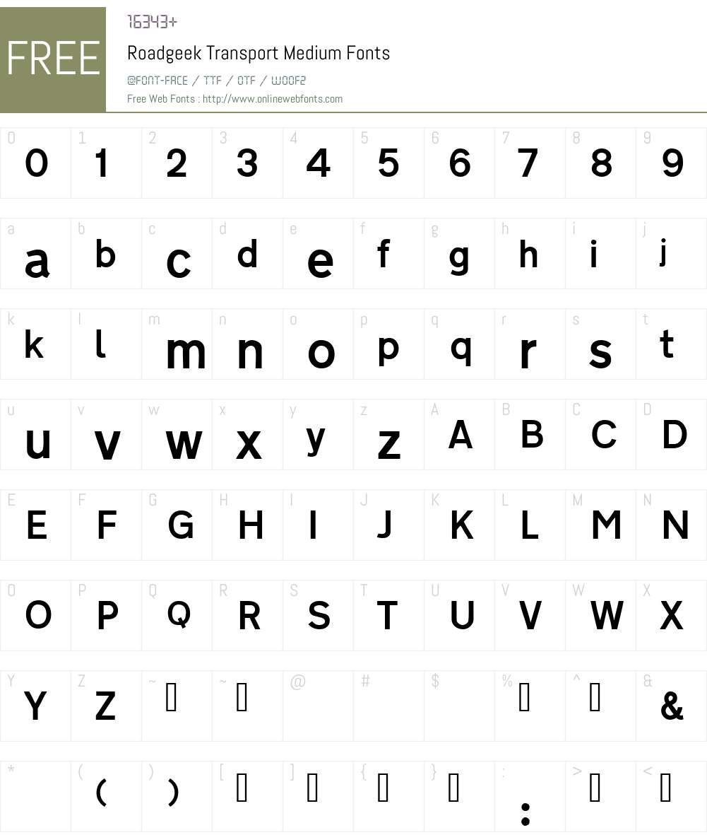 Roadgeek Transport Medium Font Screenshots