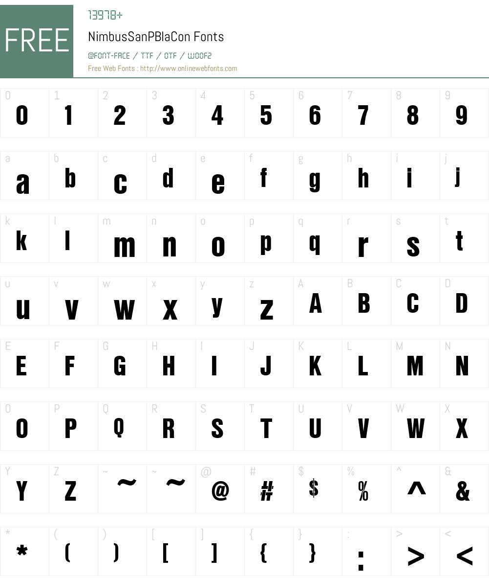 NimbusSanPBlaCon Font Screenshots