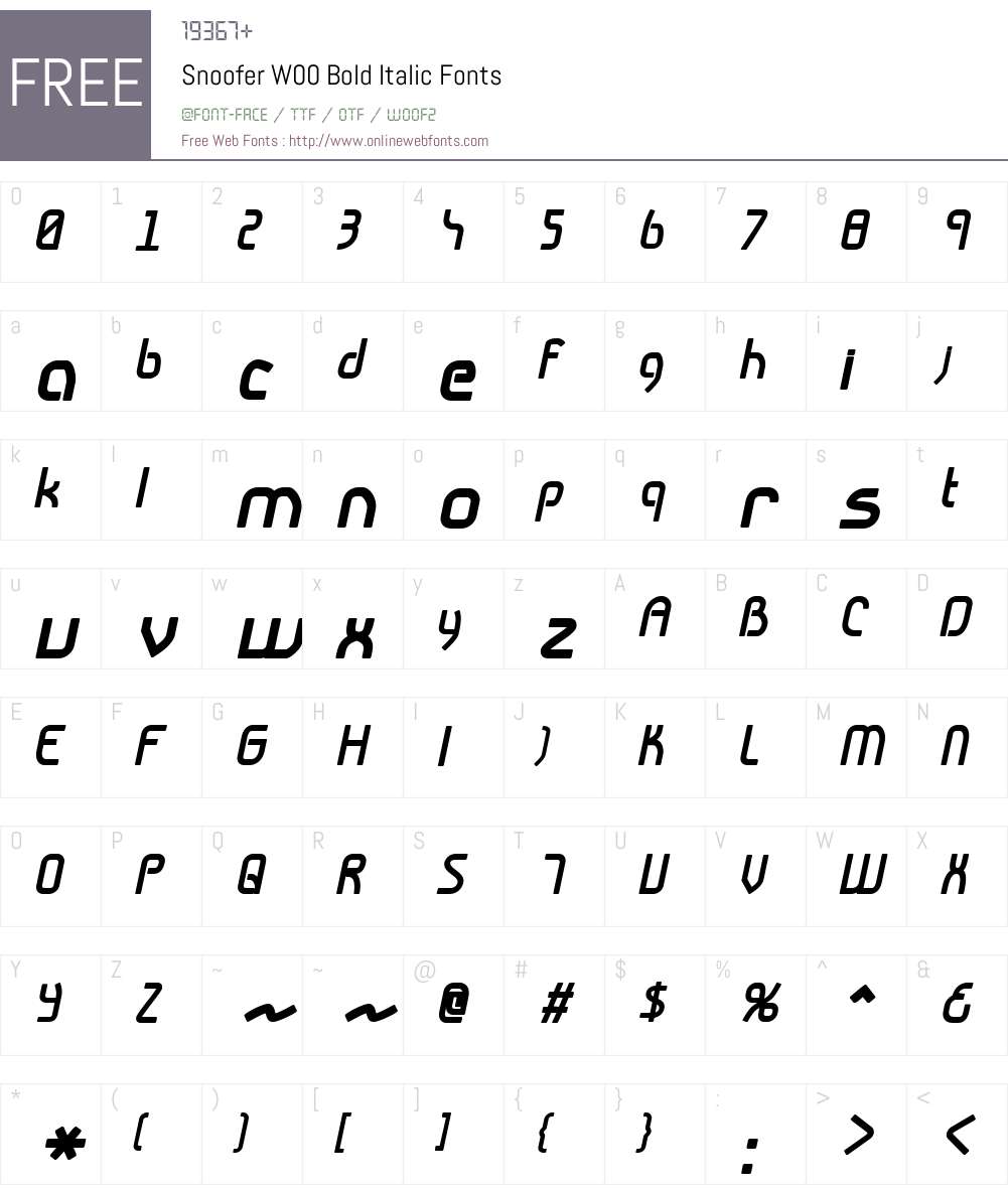 SnooferW00-BoldItalic Font Screenshots