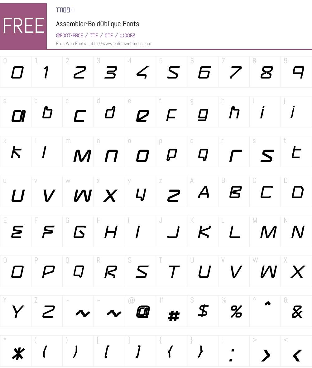 Assembler-BoldOblique Font Screenshots