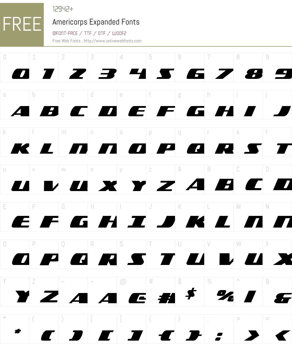 Americorps Expanded Font Screenshots