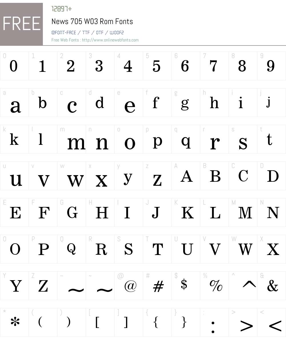 News 705 Font Screenshots