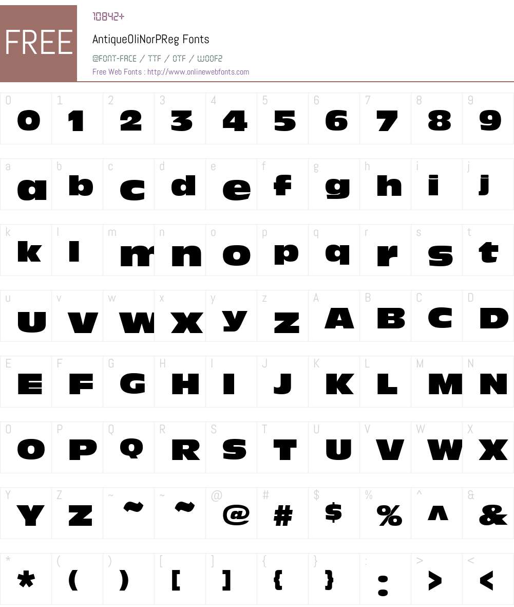 AntiqueOliNorPReg Font Screenshots