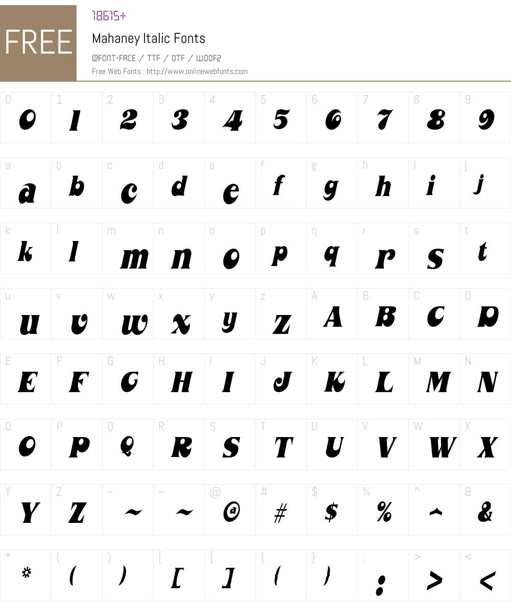 Mahaney Font Screenshots