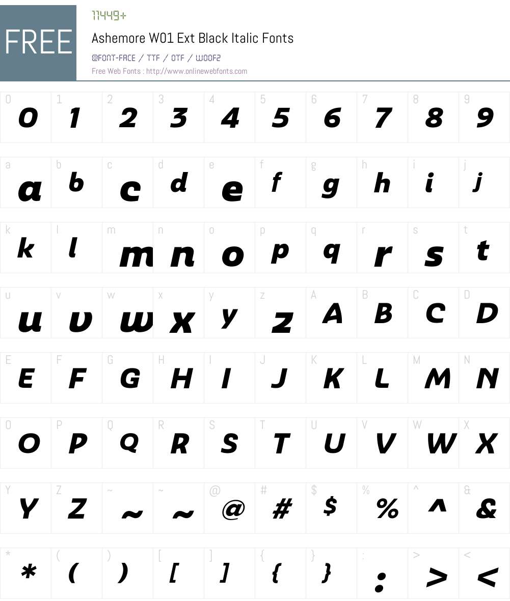 AshemoreW01-ExtBlackItalic Font Screenshots