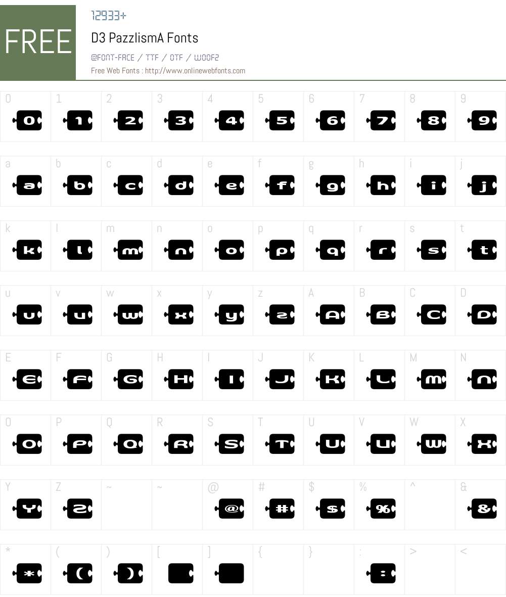 D3 PazzlismA Font Screenshots