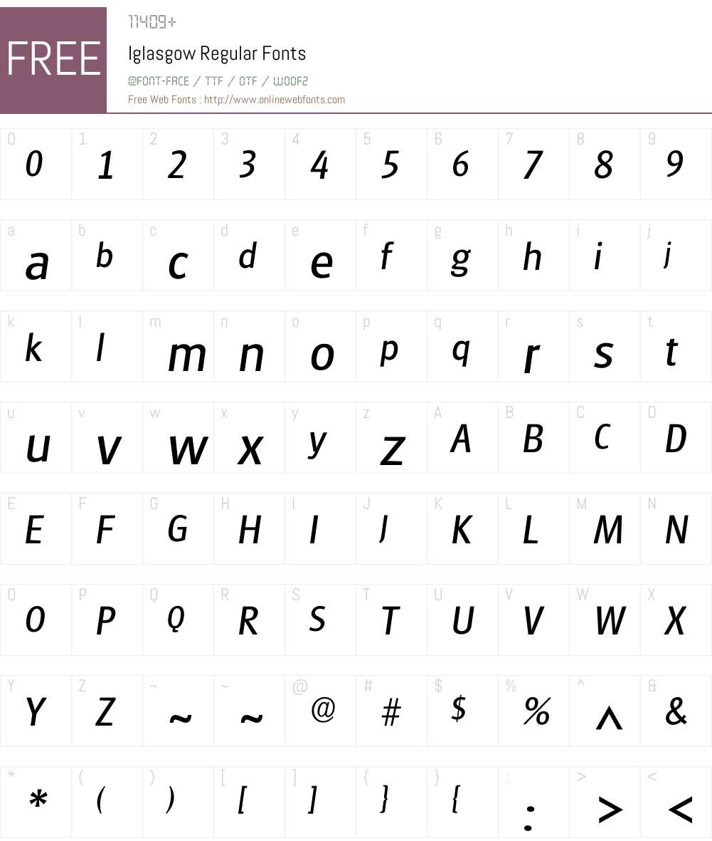 Iglasgow Font Screenshots
