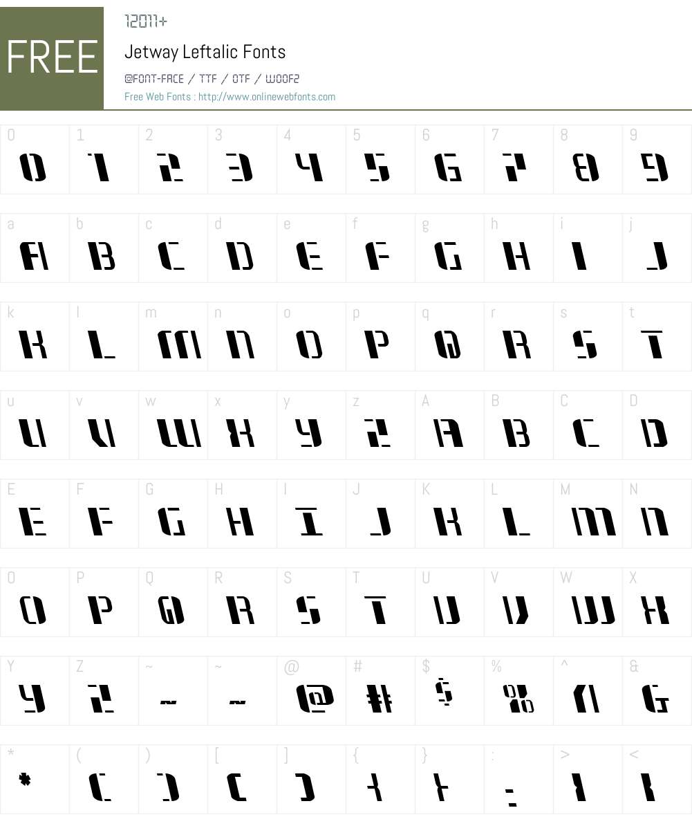 Jetway Leftalic Font Screenshots