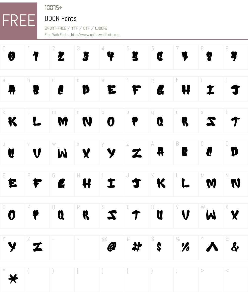 UDON Font Screenshots