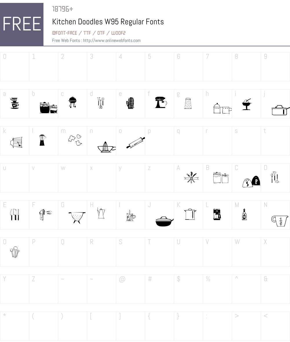 KitchenDoodlesW95-Regular Font Screenshots