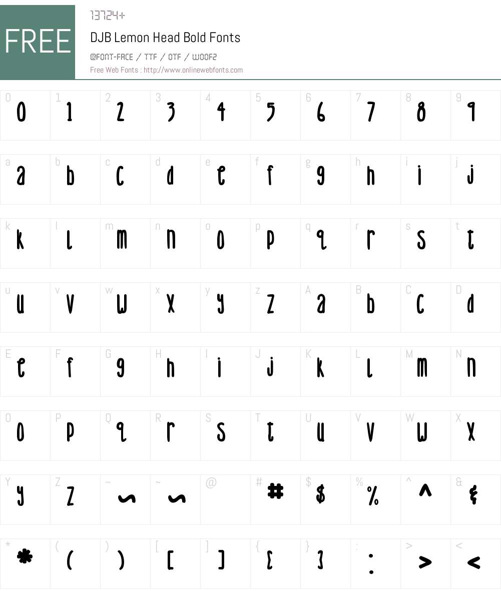 DJB Lemon Head Bold Font Screenshots