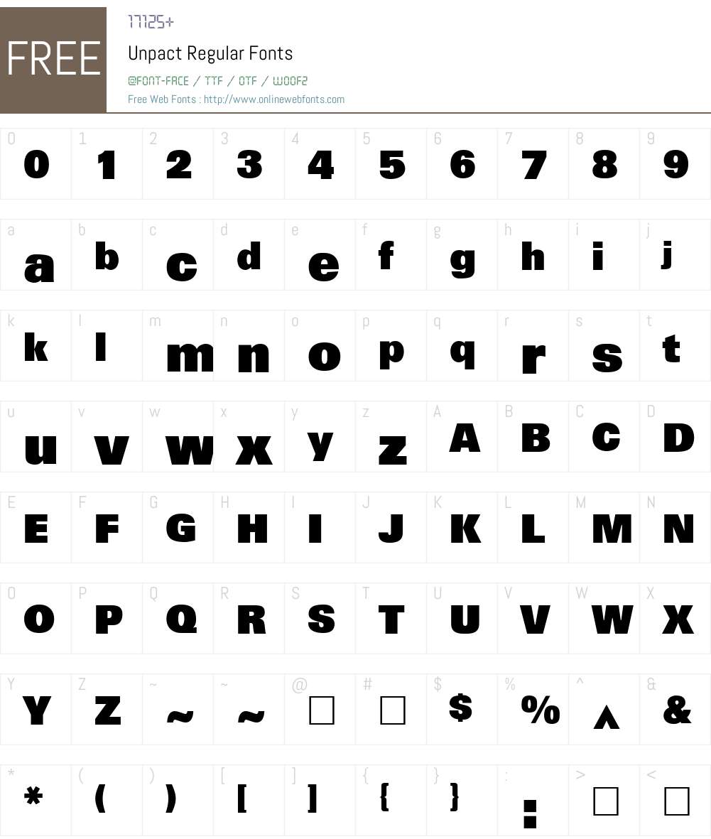 Unpact Font Screenshots