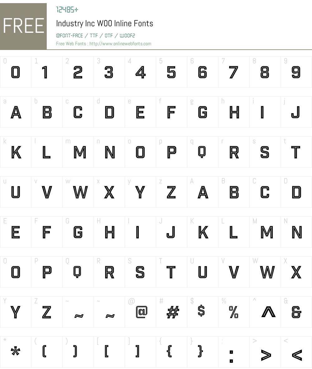 IndustryIncW00-Inline Font Screenshots