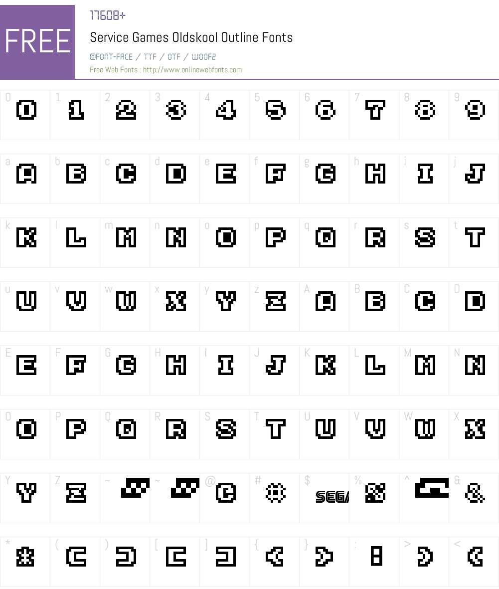 Service Games Oldskool Outline Font Screenshots